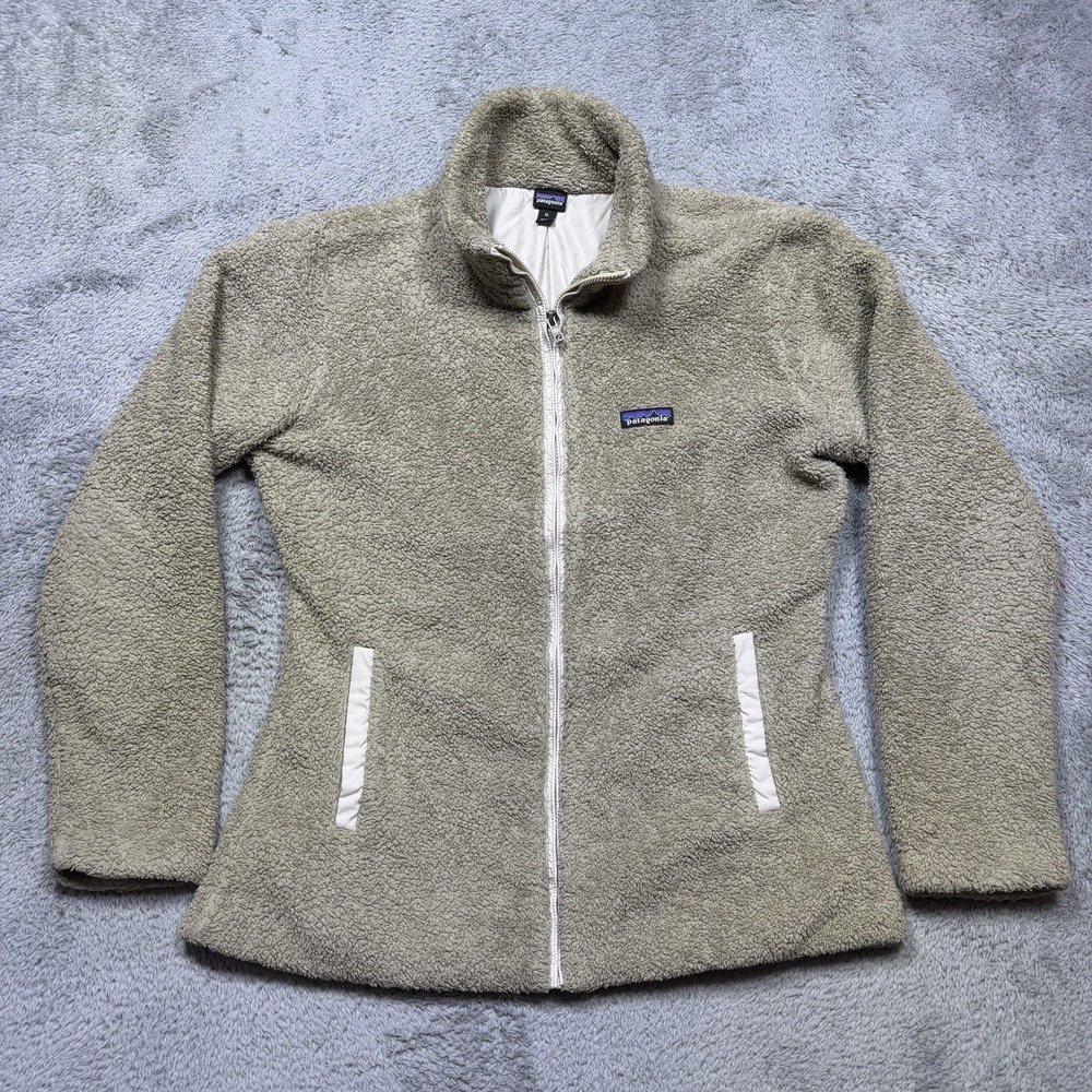 Patagonia Jacket Womens XL Beige Los Gatos Fuzzy Fleece Hiking Full Zip 25211